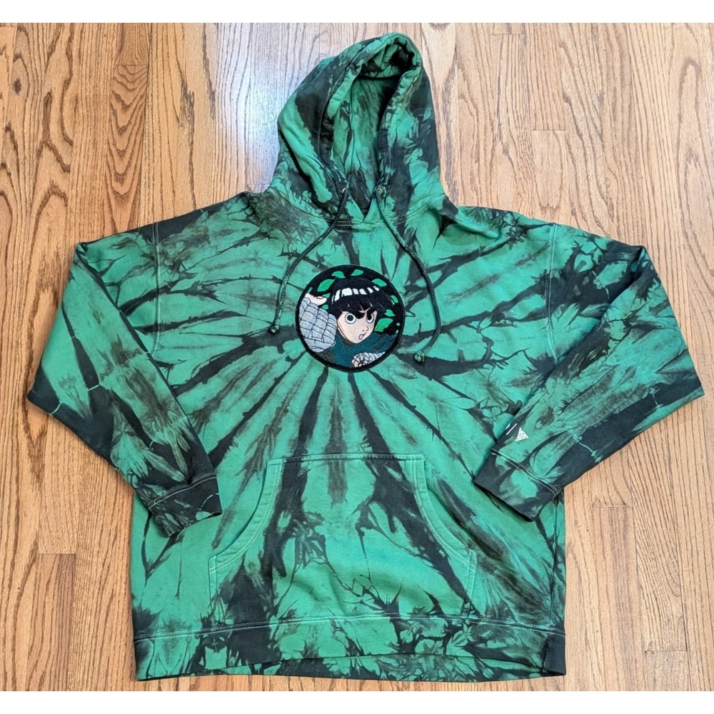 Hypland Naruto Green Tie Dye Rock Lee Anime Hoodie Sweatshirt Men's L Rare
